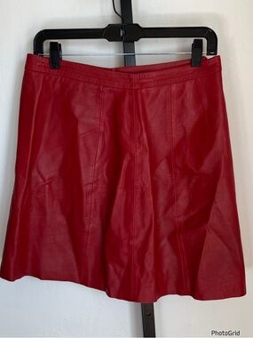 Muubaa 100% Leather Red Mini Skirt Size 8